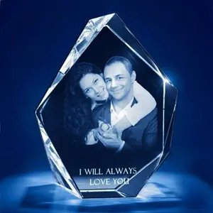 Wholesale Modern High Quality Blank K9 Crystal Iceberg Trophy Custom 3d Picture Crystal Glass Photo Frame