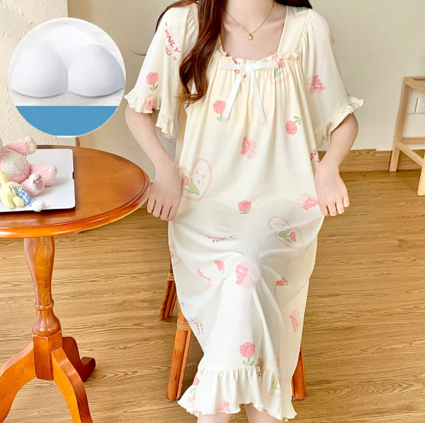 chinese dress ladies Gold Button House Dress- Short or Long Sleeve! - L / Long Sleeve main image 1