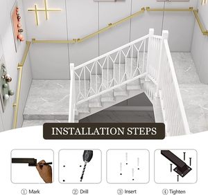 Barandilla de Seguridad Metálica Antideslizante para Escaleras, Montada en la Pared, Cuadrada, Dorada, de Hierro Galvanizado, Capacidad de Carga 200 kg - Product Image 6