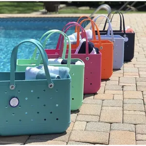 Wholesale Eva Large Capacity Custom Jelly Silicone Tote Bag Trend Summer Bogg Fashion Waterproof Bag For Women