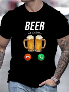 T-<span class=keywords><strong>shirt</strong></span> décontracté pour <span class=keywords><strong>homme</strong></span> en polyester tricoté respirant, imprimé numérique 3D, anti-boulochage, motif bière amusant, col rond, manches courtes - Product Image 4