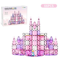 Juego de Construcción de 66 Piezas con Temática de Princesas, Bloques Magnéticos, Construcción de Castillos, STEM Montessori, Juguete Educativo para Niños de 3+ Años