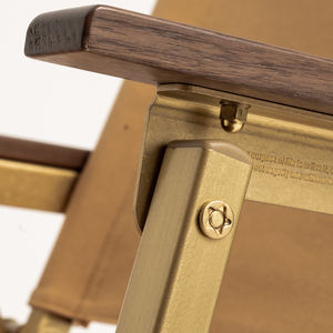 Chaise pliante de camping de <span class=keywords><strong>jardin</strong></span> JIFENG Outdoors, cadre en cuivre moderne, accoudoirs en noyer noir d'Amérique du Nord, <span class=keywords><strong>toile</strong></span> kaki résistante - Product Image 5