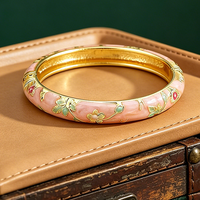 Brazalete Cloisonné de Alta Calidad Hecho a Mano con Esmalte de Aleación, Diseño Floral Vintage, Artesanía Étnica, Regalo para Mujer, Joyería Diaria