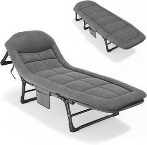Cheap Foldable Metal Camping Adjustable Single Sleeping Reclining Soft Folding <b>Cot</b> Bed Adults Folding Bed Chair DF443 Outdoor Fo - Product Image 5