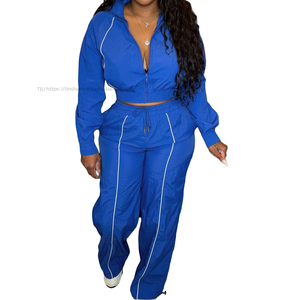 Women's Color-Block Striped Top & Wide-Leg Athletic <b>Pants</b> 2-Piece Set Fashion - Product Image 3