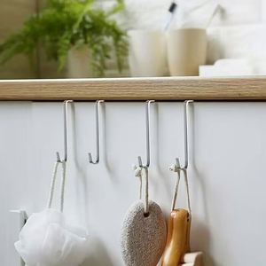 8pcs Heavy Duty Metal Over Door <b>Hooks</b> Single Tier for Hanging Clothes Towels <b>Bathroom</b> Wall Storage Versatile Use Kitchen Tools - Product Image 3