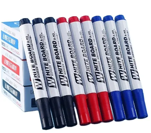 Özel logo renk kuru silme renkli toksik olmayan mürekkep işaretleyici ofis için doldurulabilir dolum mürekkep beyaz tahta işaretleyici kalem