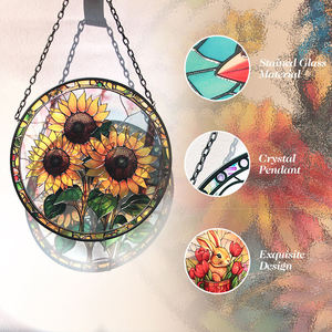 Acchiappasole Premium 7.5'' Eco-friendly in Vetro Colorato Stile Art Déco Girasole, Proiettore Arcobaleno per Matrimoni, Natale, Casa e <span class=keywords><strong>Giardino</strong></span> - Product Image 4