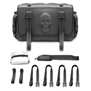 Achterste Zitzak Zwart Retro Deluxe Roll Koffer Gereedschapstas Voor Motorfiets - Product Image 1