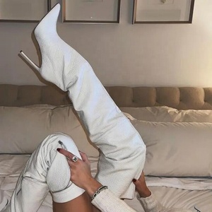 Big Size 45 Wide Fit Women's Over Knee High Thin Heels Zipper Pockets <b>Boots</b> Pointed Toe Shoes Stiletto Long Booties - Product Image 4