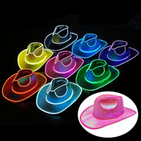 Nuovi Cappelli a Strisce per Adulti, Cappelli LED Luminosi Personalizzati per Halloween, Festival ed Eventi EDC, Cappelli da Cowboy per Cosplay