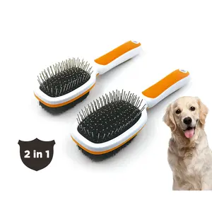 Double Side Pet Hair Grooming Pin & Bristle Dog Cat Fur Shedding Dirt Remove Brush