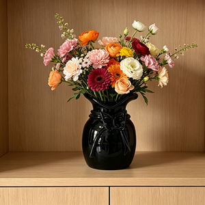 Vase à fleurs en verre en forme <span class=keywords><strong>de</strong></span> sac cadeau avec nœud décoratif pour bureau, <span class=keywords><strong>rebord</strong></span> <span class=keywords><strong>de</strong></span> fenêtre et décoration intérieure - Product Image 2