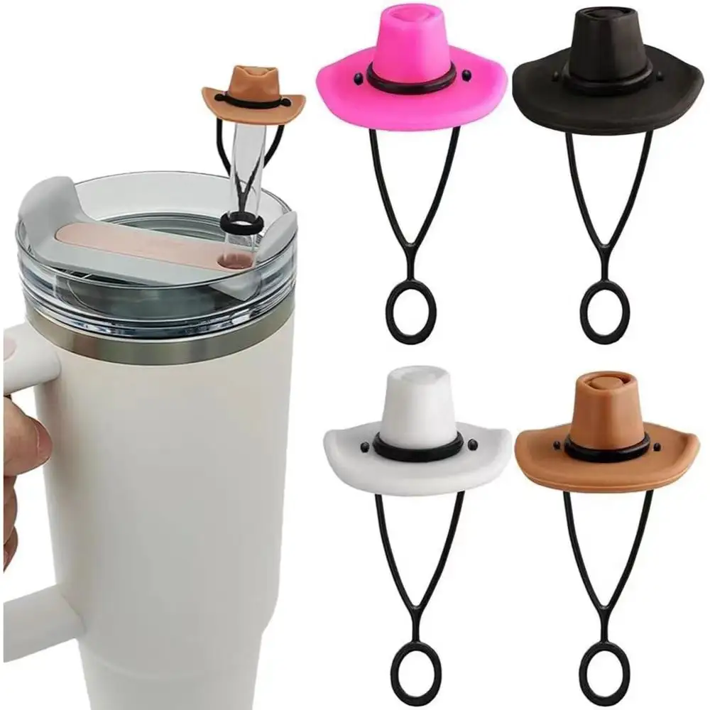 Gorro de vaquero de 0,4 pulgadas/10mm de diámetro, fundas de pajita de silicona a prueba de polvo, compatible con Stanley 20 30 y 40 Oz, accesorios para tazas