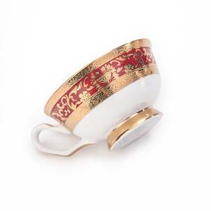 Juego de tazas de café, té, té, cristal, etíope, borde dorado, con patrón de flores - Product Image 4