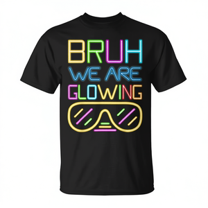 T-shirt à manches courtes avec design néon We Are Glowing, col rond, imprimé numérique, unisexe pour adultes - Product Image 2