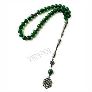 Ágata verde Natural Aqeeq 10mm Tasbih 33 cuentas de oración islámica <span class=keywords><strong>Tasbeeh</strong></span> Rosario musulmán <span class=keywords><strong>Dhikr</strong></span> cuentas Zikr cuentas musulmán Baclite Rosario - Product Image 3