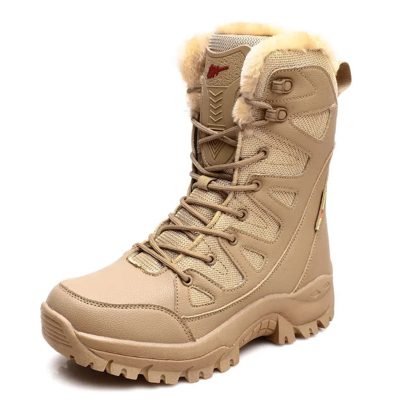 New Large Size Boots Combat Shoes Men And Women High-top Plus Velvet Thickened Hiking Snow Boots