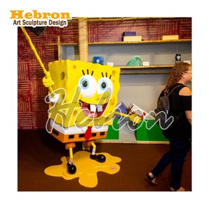 Escultura de dibujos animados personalizada de fábrica para exteriores, escultura de resina de fibra de vidrio de <span class=keywords><strong>Bob</strong></span> <span class=keywords><strong>Esponja</strong></span>, decoración para centros comerciales y parques - Product Image 2