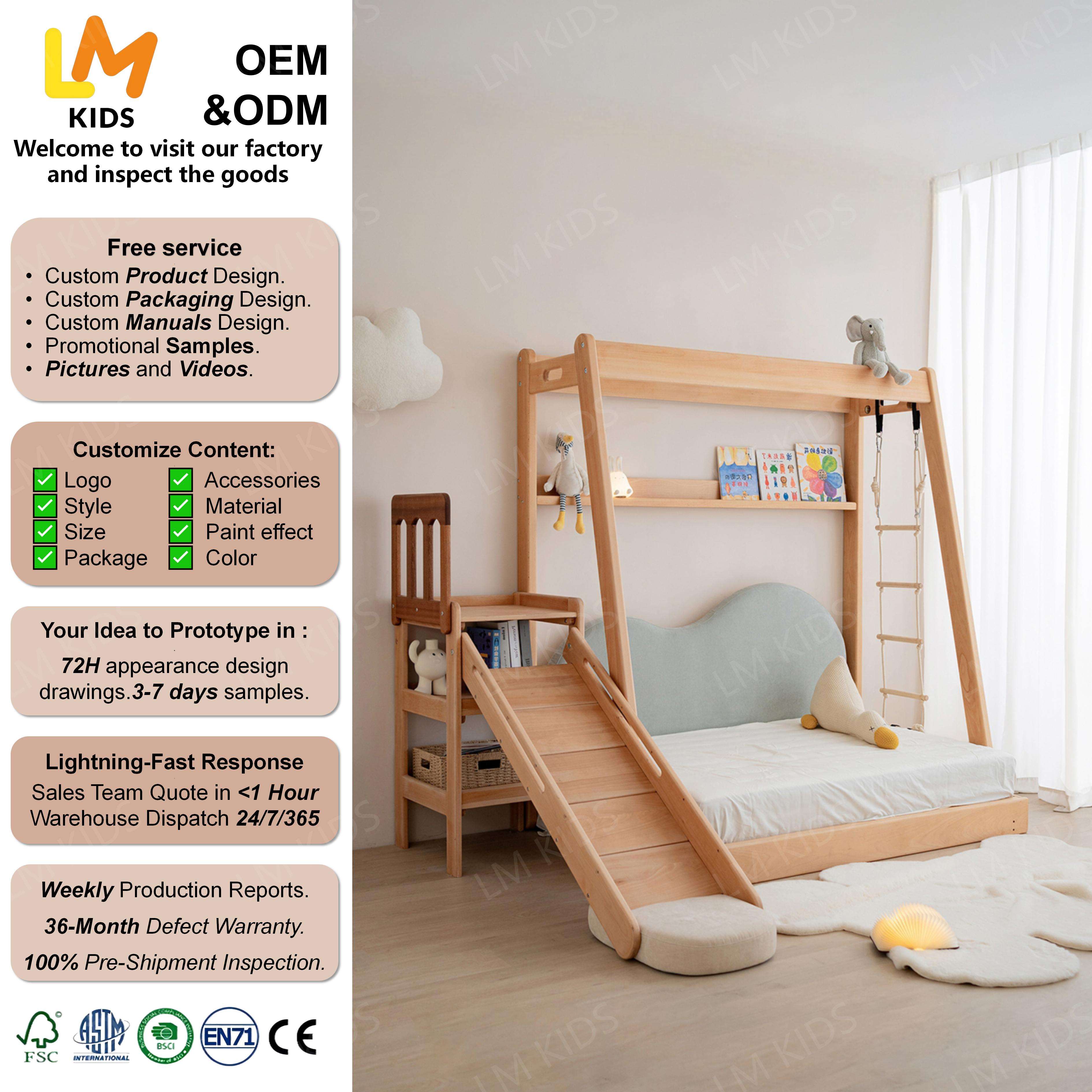 Twin Loft Bed with Slide Modern Kids Bedroom Design