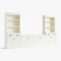 Pusat Hiburan Farmhouse Entertainment Center dengan Pintu Beadboard, Rak TV dengan Lemari Buku & Laci Samping, Konsol Media dengan Perangkat Keras Hitam