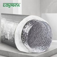 Conduit flexible isolé en fibre de verre et feuille d'aluminium R6 R8 de 4 pouces, homologué UL 181, résistant au feu, pour ventilation d'air frais HVAC, 25 pieds