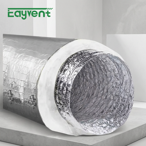 Conduit flexible <span class=keywords><strong>isolé</strong></span> en fibre de verre et feuille d'aluminium R6 R8 de 4 pouces, homologué UL 181, résistant au feu, pour ventilation d'air frais HVAC, 25 pieds - Product Image 1