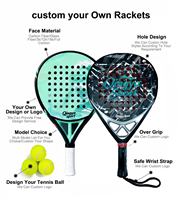 Raquette de padel Qingyu Sport avec logo personnalisé, forme diamant, cadre en fibre de carbone, face en fibre de carbone, matériau en fibre.