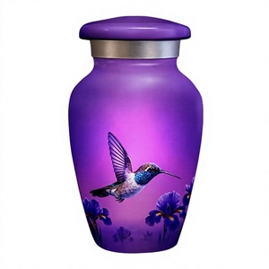 Magnifiques urnes funéraires blanches à fleurs pour cendres humaines, ensemble d'urnes funéraires de grande taille pour cendres d'adultes, urne décorative à fleurs bleues - Product Image 4
