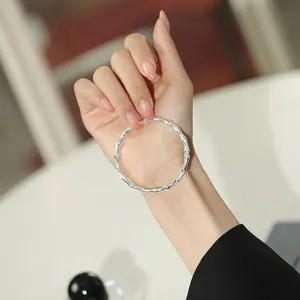 Sliver 999 Luxury Design Knot Bamboo Cuff Unisex Bracelet Bamboo Bone Jewelry For Valentine's Day And Mother's Day Gift
