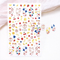 Autocollants ronds pour ongles, style océan, aux motifs de fruits d'été (Myrtille, Fraise, Citron), doux, non toxiques et sans danger pour les enfants F1235 F1236 F1237 F1238