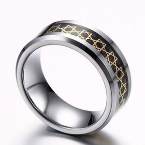 Sáu Cánh Sao 8Mm Người Đàn Ông Của Tungsten Nhẫn Trung Quốc Carbide Chất Lượng Cao Nam Tính Ban Nhạc Thời Trang David Sao Khắc - Product Image 1