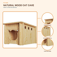 Caja de Madera Natural Personalizada para Gatos con Orificios de Ventilación, Espacio de Descanso Cerrado para Gatitos en Interiores, Muebles para Mascotas