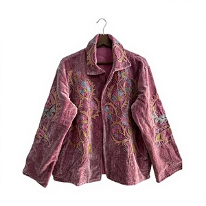 Veste longue unisexe en lin brodé à la main style Suzani, en velours de coton, pour occasions décontractées, taille unique, élégante et complexe - Product Image 1