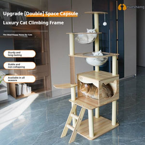 Grote kattenklimrek met verdikte henneptouw, meerlaags houten kattenboomtoren en geïntegreerde krabpaal - Product Image 3