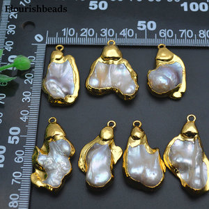 Colgante de concha de perla <span class=keywords><strong>madre</strong></span> blanca Natural chapado en oro clásico, losa de forma libre para collar, pendientes, fabricación de colgantes de moda - Product Image 6