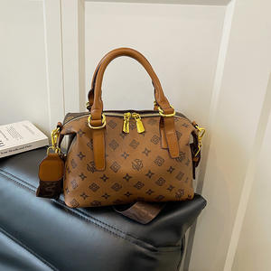 กระเป๋าถือสไตล์บอสตันแบบยุโรปอเมริกัน ลายพิมพ์เรโทร สายสะพายไหล่เดี่ยว ปิดด้วยซิป บุด้วยโพลีเอสเตอร์ 1028 - Product Image 2