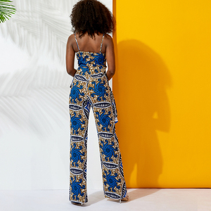 Commercio all'ingrosso della <span class=keywords><strong>tuta</strong></span> della cinghia di spaghetti della <span class=keywords><strong>tuta</strong></span> <span class=keywords><strong>con</strong></span> pantaloni a gamba larga africano ankara tessuto della <span class=keywords><strong>tuta</strong></span> - Product Image 3