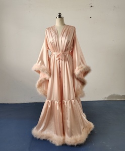 2025 Customize Luxury Bridal Morning Robe with Fur Feather Trim Long <strong>Wedding</strong> <strong>Cape</strong> for Stage Performance Fashion Cloak - Product Image 6