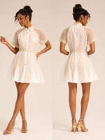 Vestido Mini Camisero con Cinturón, Manga Corta Raglán, Encaje Beige, Estilo Vintage Cottagecore, Nueva Colección de Verano, Gran Venta en EE. UU. y Australia