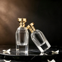 Bouteille de parfum cylindrique en verre transparent de 30/50 ml, sérigraphiée, flacon pulvérisateur vide pour cosmétiques, vente en gros