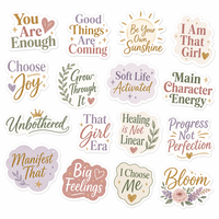 Autocollant en vinyle découpé sur mesure avec logo, citations d'affirmations positives, design écologique, autocollant imprimé avec logo pour album de scrapbooking