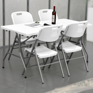 Mesa Plegable Verde para Camping de HDPE, Portátil, para Exteriores, Plegable en Dos, para Comedor, Entrenamiento, Trabajo, Reuniones - Product Image 6