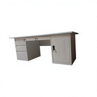 Modern Steel Office Computer Desk with Drawers and Lockable Cabinet Freestanding Workstation