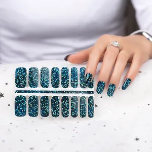 2024 New Hot Selling Nail Polish Stickers, 16pcs/strips Nail Wrap, Glitter Nail Art Supplier