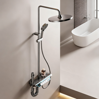 Ensemble de douche à pommeau rond Panneau de commande en verre LED Affichage numérique Aluminium Construction Thermostatique