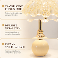Lampe de table LED romantique rose et jaune en fer et acrylique pour coiffeuse de mariée, portable, pour maquillage et vanité de mariage