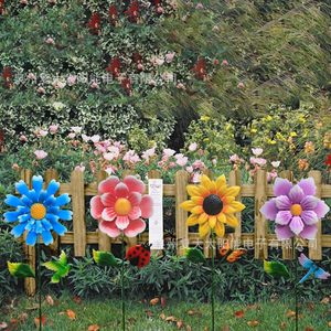 Lampes solaires de jardin LED en métal, en forme de fleur, résistantes à l'eau, pour décoration extérieure, autoportantes - Product Image 2