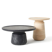 Table d'appoint moderne et créative en travertin moyen, meubles en pierre pour salon, table basse en marbre noir Marquina, élégante